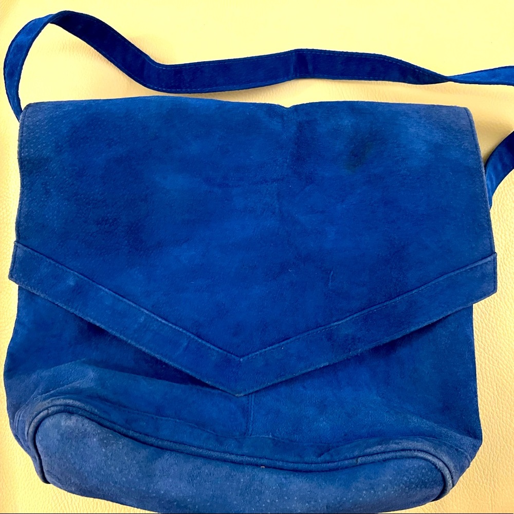 Saddle River Suede Leather Purse- blue